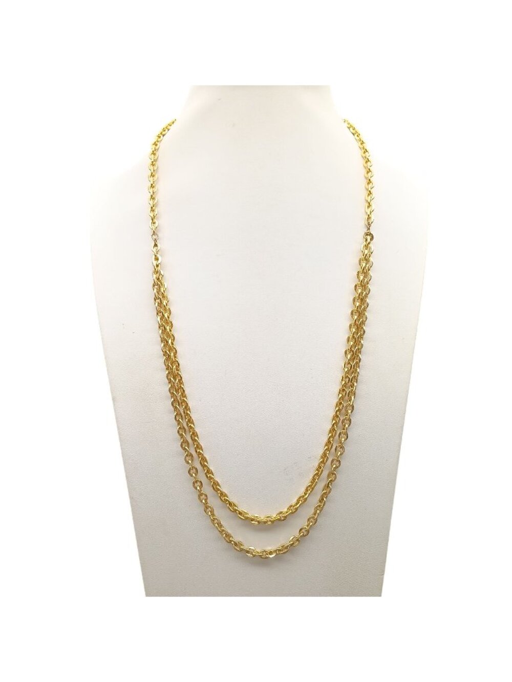 Vintage Gold-Tone Eloxal Rope Chain Necklace Double Strand Statement Jewelry
